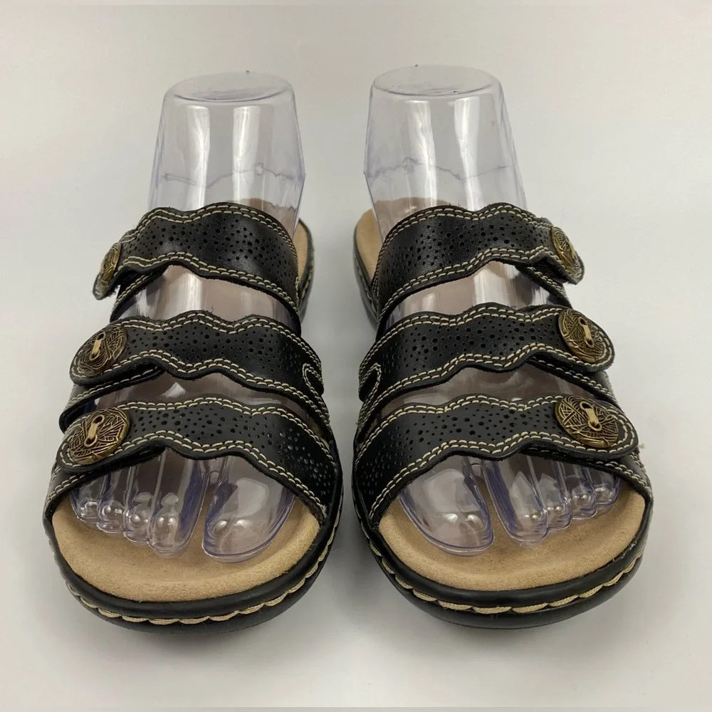Clarks Ultimate Comfort Collection Sandals, Women's US Size 6M, Black Leather - Picture 2 of 11